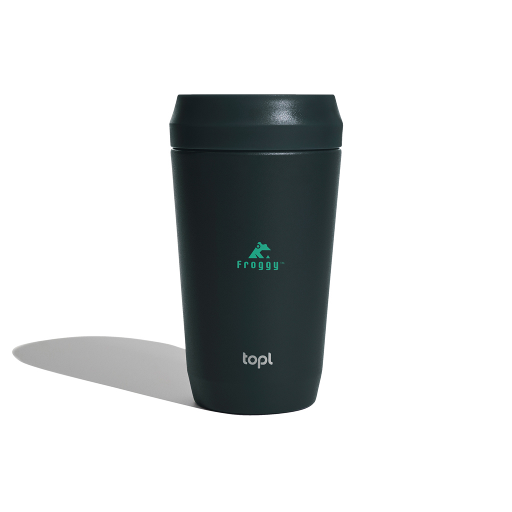 Trinkbecher aus rec. Stahl mit 360-Grad-Deckel 354ml