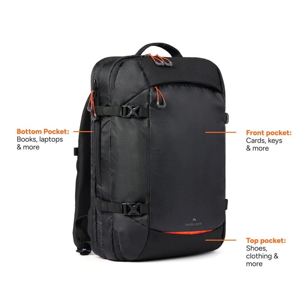 Nordic Drift RCS Traveling Rucksack 25L, schwarz
