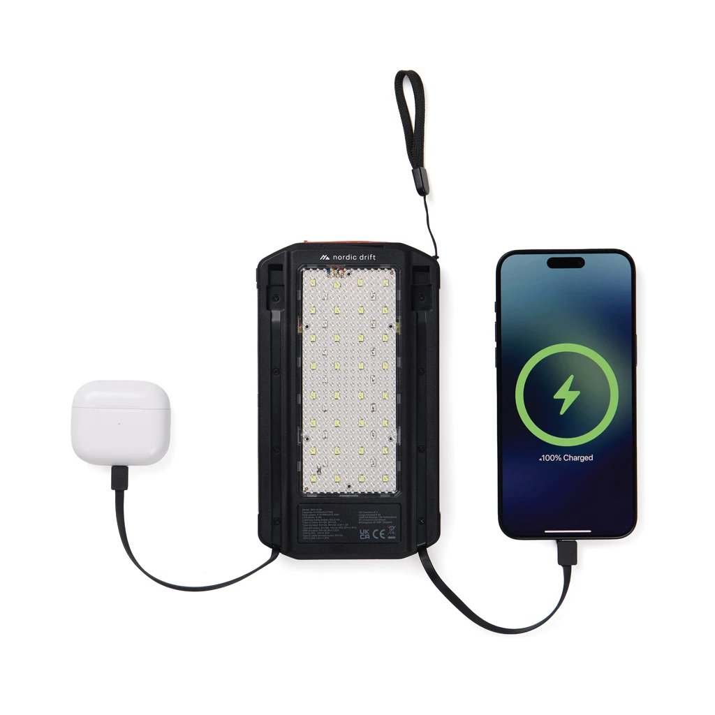 Nordic Drift Titan 10.000mAh Solar Powerbank with 3 Panels, schwarz