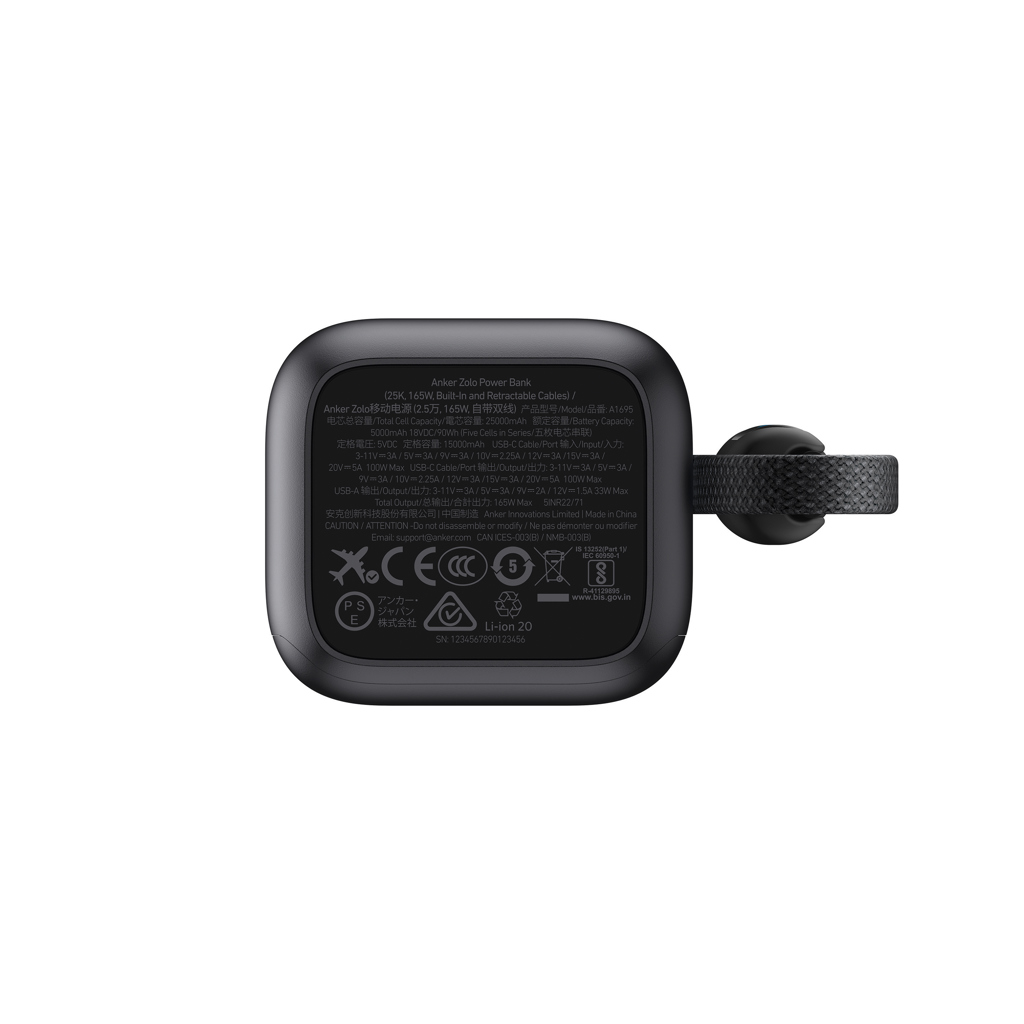 Anker Powerbank 25.000mAh-165W, mit integr. einziehb. Kabel