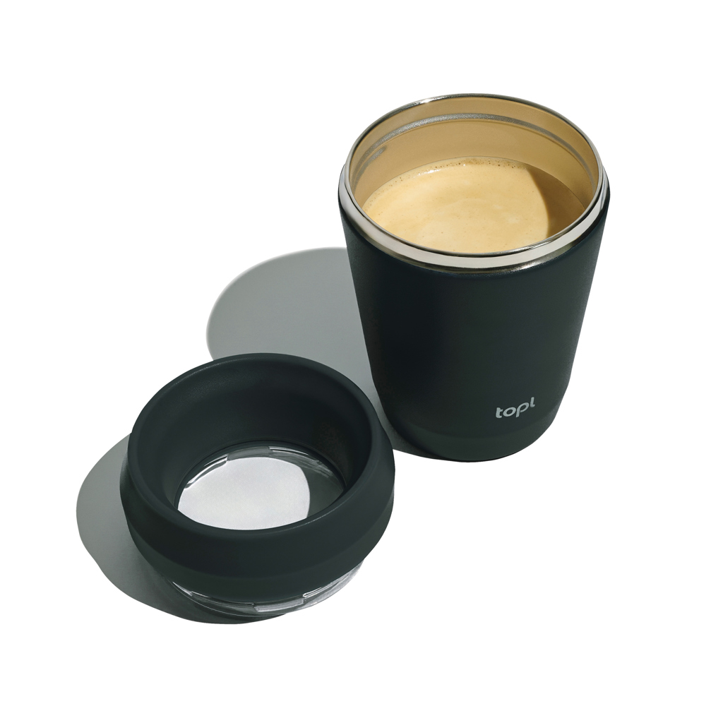 Trinkbecher aus rec. Stahl mit 360-Grad-Deckel 236ml